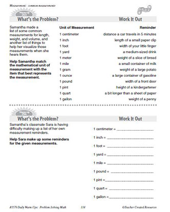Measurement Daily Math Warm-Ups and Answe Key Grade 4-6