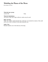 Investigate Activity: Modeling Phases of the Moon
