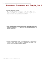 Relations, Functions, and Graphs, Set 2