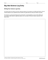 Big Idea Science Log Entry