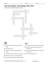 Science Key Term Review: Life Changes over Time
