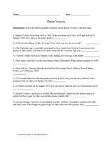 Queen Victoria Math Activity