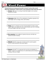 Knights of the Middle Ages Word Power